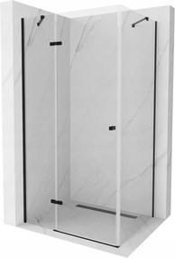 Mexen Roma zuhanykabin 90x80cm, 6mm üveg, fekete profil-átlátszó üveg, 854-090-080-70-00