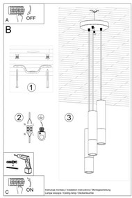 Sollux SL.0949 - Csillár zsinóron LOOPEZ 3xGU10/10W/230V kerek fekete/réz