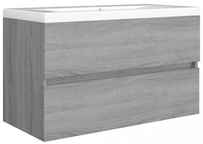 szürke-sonoma színű szerelt fa mosdószekrény 80 x 38,5 x 45 cm