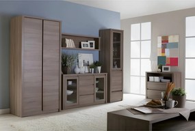 Vitrín szekrény 1- fióko és 2 osztot ajtóval teljessen üvegezett, tölgyfa lefkas, MONTANA W2D