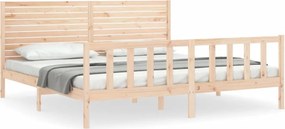 vidaXL tömör fa ágykeret fejtámlával Super King Size