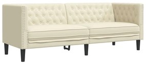 2 részes krémszínű műbőr Chesterfield kanapégarnitúra