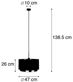 Modern függőlámpa fekete arannyal 47 cm kettős árnyékolóval - Combi