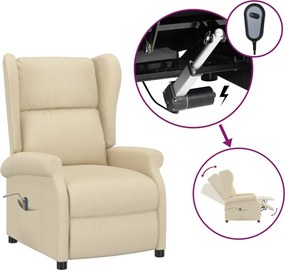 vidaXL krémszínű szövet magas háttámlájú elektromos dönthető fotel