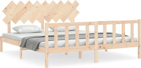 vidaXL tömör fa ágykeret fejtámlával Super King Size