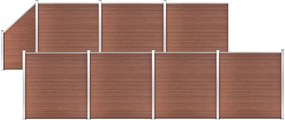 vidaXL 7 négyszögletes és 1 ferde barna WPC kerítéselem 1311 x 186 cm