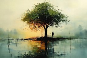 Vászonkép Canvas Fa Víz Ember Természet Reflexió 60x40