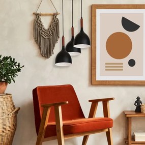Csillár zsinóron NOAK WOOD 3xE27/15W/230V fekete/bükkfa