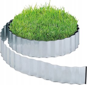 Gyepszegély 15m Fém Horganyzott 16cm Rugalmas Relaxdays