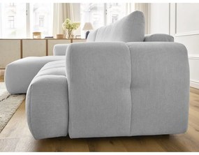 Világosszürke kinyitható-tárolóhelyes sarokkanapé (bal oldali-heverő résszel) Fuji – Bobochic Paris