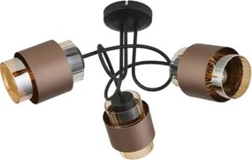 Globo 15560-3DC Mennyezeti lámpa, fém matt fekete, fém matt bronz színű, borostyánszínű üveg, ø: 430mm, M: 260mm, 3x E27 40W 230V izzók nélkül