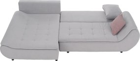 Ülőgarnitúra, világosszürke/púderrózsaszín, szövet, balos, BRATO