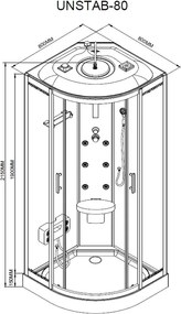 Vital Black hidromasszázs zuhanykabin 80x80 cm-es méretben