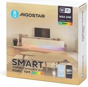 Aigostar - LED RGBIC dimmelhető szalag 10 m LED/24W/24V + távirányító, Wi‑Fi