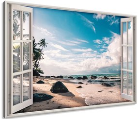 Gario Vászonkép Nyitott ablak Vad strand Méretek: 90 x 60 cm