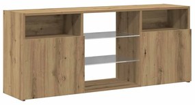 kézműves tölgy szerelt fa TV-szekrény LED-ekkel 120x30x50 cm