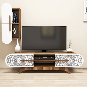 TV szekrény Defne - Diós, Fehér