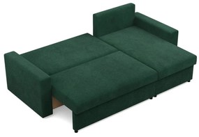 Zeus sarokkanapé, 2 ágyneműtartóval, egyenes kartámasz, kordbársony, univerzális oldal, bonell töltet, zöld