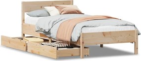 vidaXL tömör fenyőfa ágy matrac nélkül 75 x 190 cm