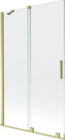 Mexen Velar Kádparaván 2 részes  csúszó 110 x 150 cm,  átlátszó nano, arany s csiszolt- 896-110-000-01-55 Kádparaván