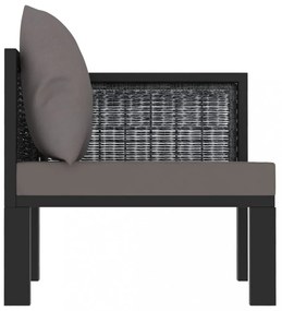 antracitszürke polyrattan sarokkanapé-elem bal oldali karfával