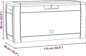 vidaXL antracitszürke polipropilén kerti tárolóláda 119 x 48 x 60 cm