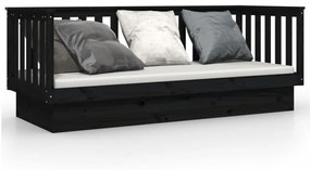 fekete tömör fenyőfa kanapéágy 75 x 190 cm