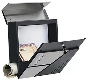 Zárható postaláda, falra, kerítésre szerelhető, ezüst-antricit szürke