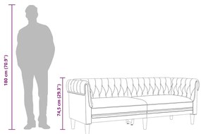 sötétszürke 3 személyes szövet Chesterfield kanapé
