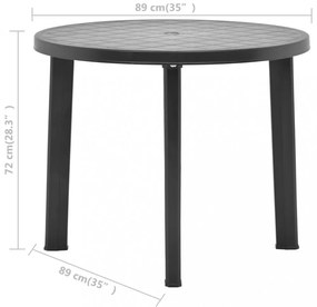 antracitszürke műanyag kerti asztal 89 cm