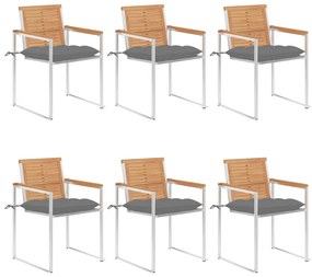 vidaXL 6 db tömör tíkfa kerti szék párnákkal