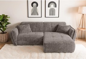 Szürkésbarna zsenília sarokkanapé (jobb oldali-heverő résszel) Nelia – Ropez