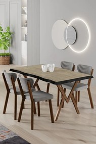 Akort étkezőgarnitúra, travertin-szürke, 130 cm