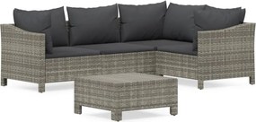 vidaXL 5 részes szürke polyrattan kerti ülőgarnitúra párnákkal