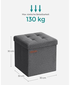 Tárolós ülőke, kis összecsukható pad, 30 × 30 cm-es lábtartó sötétszürke színben