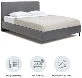 Szürke kárpitozott franciaágy ágyráccsal 180x200 cm Noira Slim – Bonami Selection