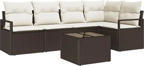 vidaXL Kanapé Szett párnával 6 pcs Barna polirattan