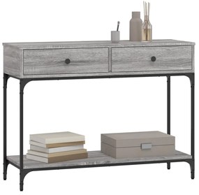 szürke sonoma színű szerelt fa konzolasztal 100 x 34,5 x 75 cm
