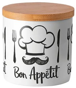 Porcelán konyhai tároló szilikon zárógyűrűvel kicsi Bon Appetit