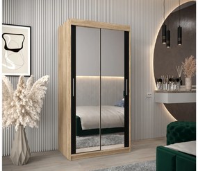 Ruhásszekrény 100 cm Toki 3 (szonoma tölgy + matt fekete). 1065053