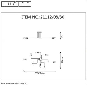 Lucide 21112/08/30 - Csillár LESTER 8xE27/40W/230V