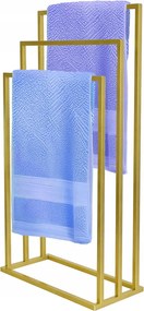 Arany Törölközőtartó Állvány 3 Karos Acél Strapabíró Fürdőszobai