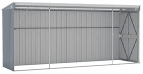 szürke acél falhoz erősíthető kerti fészer 118 x 382 x 178 cm