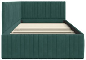 Sarokágy keret fejtámlával Sötétzöld 100 x 200 cm Bársony