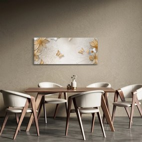 Kép - virágok pillangókkal (120x50 cm)