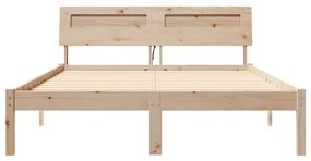 Ágykeret LED -es lámpákkal Barna 140 x 190 cm Tömör fenyőfa
