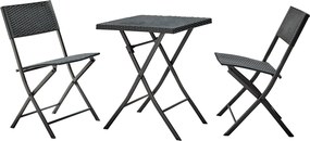 Kerti rattan szett 1+2, fekete, FARUK