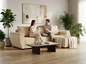 Kihúzható, kétszínű L-alakú ülőgarnitúra LIVARO 251x140 cm, krémszínű