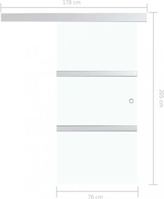 ezüst ESG üveg és alumínium tolóajtó puha ütközőkkel 76x205 cm