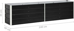 vidaXL antracitszürke horganyzott acél kerti magaságyás 240x40x45 cm